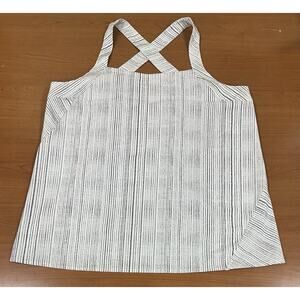ATHLETA Arrival Tank Top Womens M Amara Stripe White Crisscross Strap Athleisure
